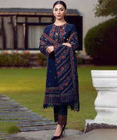 Dhanak 3PC Embroidered With Embroidered Shawl-9292